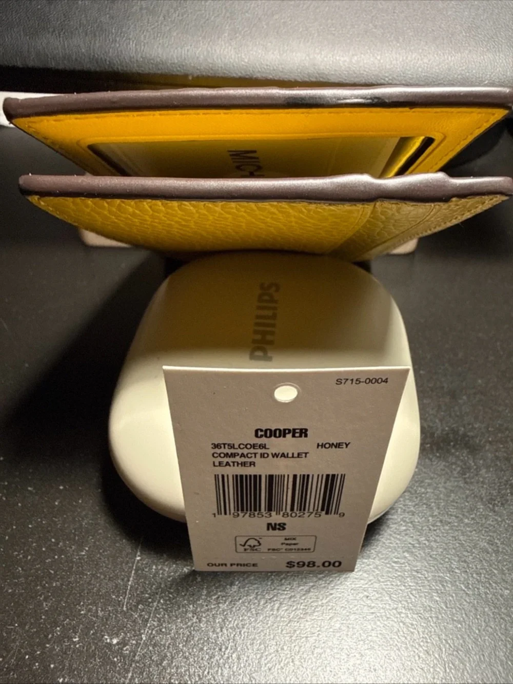Michael Kors Yellow Pebbled Leather Compact Card Wallet